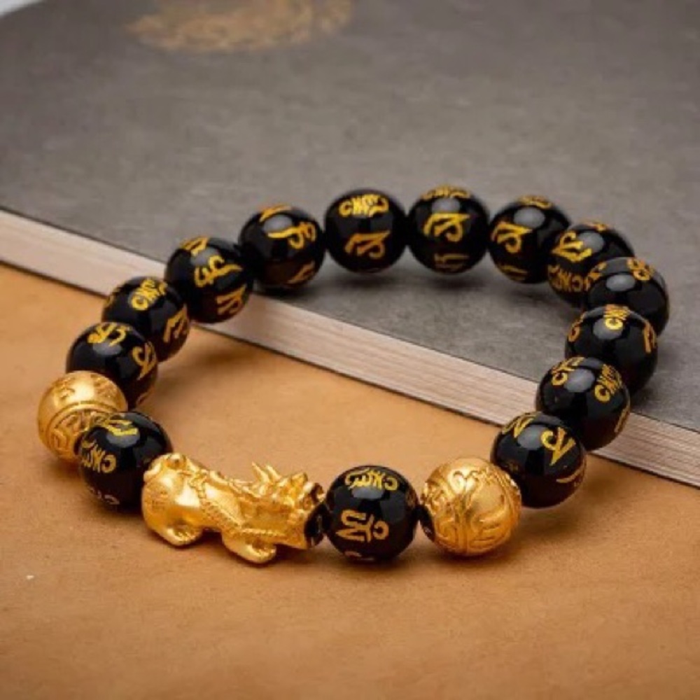Black Obsidian Fengshui Wealth Bracelet PIXIU bracelet - Picture 2 of 4